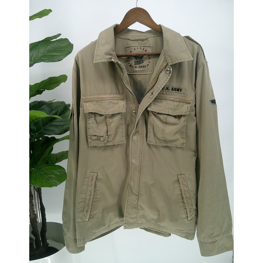 Micros Clothing Mens Khaki Military Utility US Army Field Jacket Coat Size Large